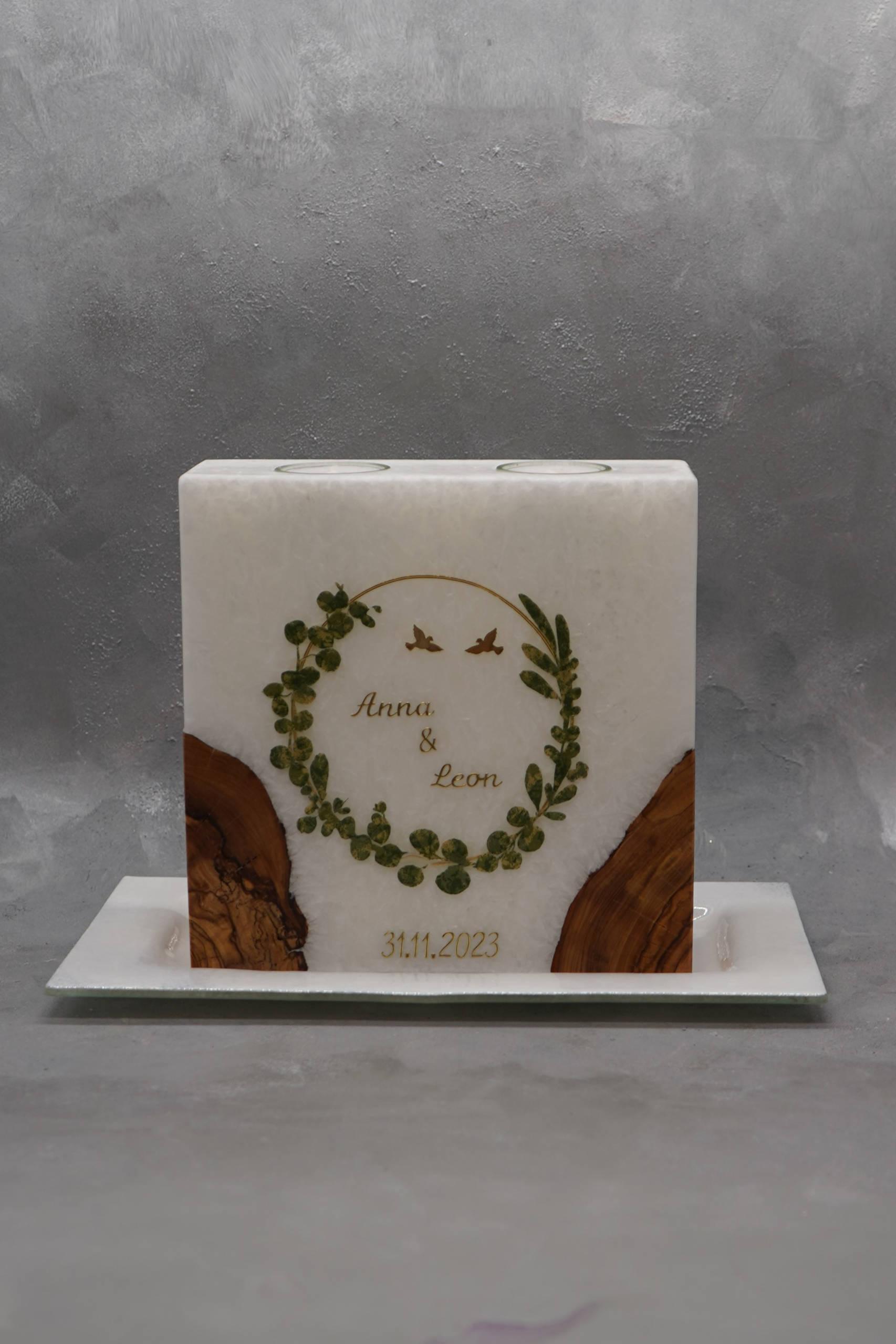 Hochzeitskerze mit Holzelement