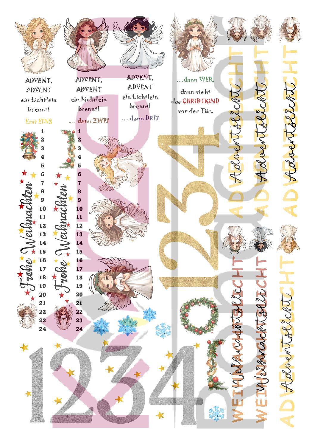 Advent 3 Kerzenfolie PDF Digitales Produkt A4